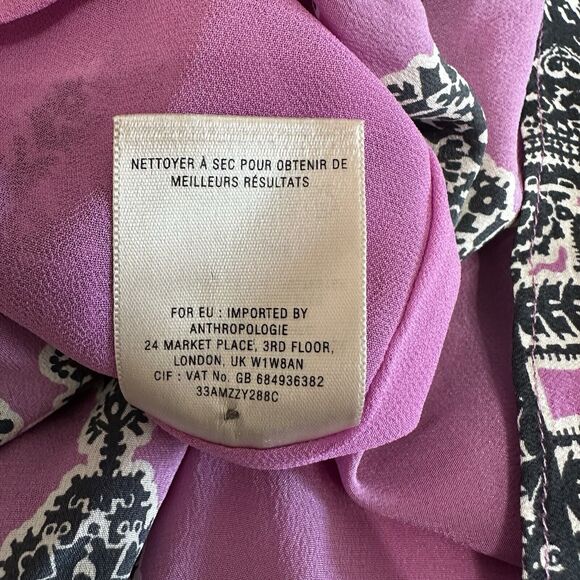 Anthropologie Maeve Dress Women XS Purple Black Silk Chiffon Tank Midi Boho - Picture 16 of 16